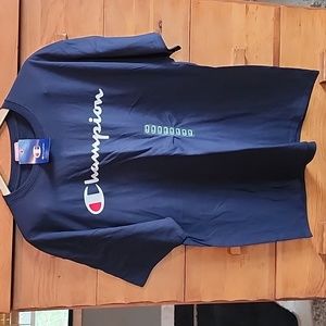 Champion: Standard Fit Graphic Tee, Navy, Men's Large